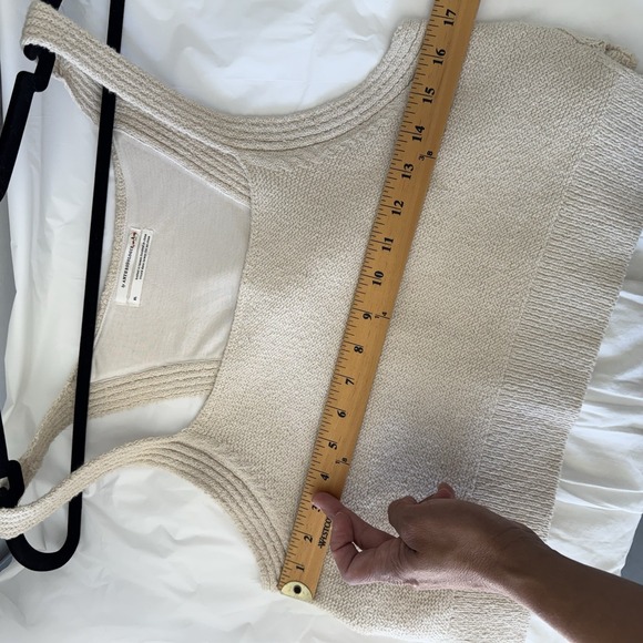 anthropologie A+ Cotton tunic tank top cream beige XL plus knit blouse boho - Picture 6 of 12
